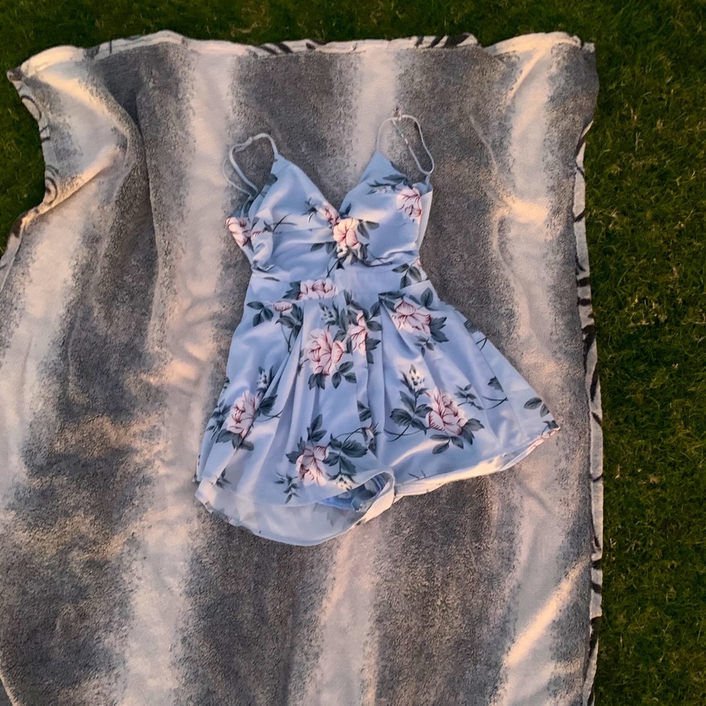 Light blue floral romper